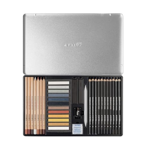 Lyra Rembrandt Sketching Set - 35 Assorted Pencils Pastel Charcoal Sticks and Accessories for Artists - Variety of Pencils in Convenient Case - Multipurpose Durable Pencils for Drawing and Blending