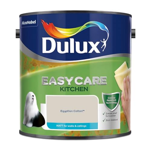 Egyptian Cotton Dulux Easycare Kitchen Matt Emulsion Paint 2.5L – Grease & Stain Resistant, Washable Matt Finish, Durable Interior Paint for Kitchen Walls & Ceilings