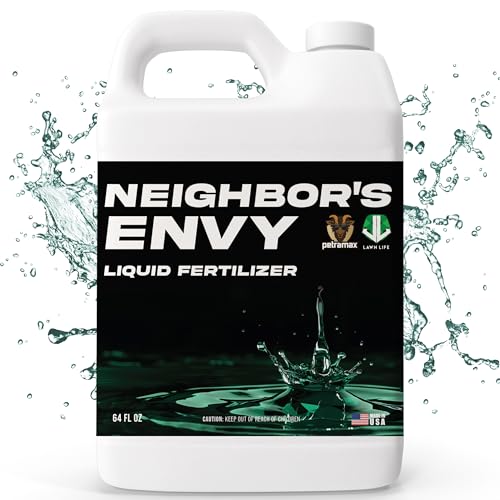 PetraMax Neighbor’s Envy Grass Fertilizer for Lawn & Garden, 64 Ounce Covers up to 8,000 sq.ft. 7-in-1 Liquid Lawn Fertilizer Concentrate for Deep Green Turf - Includes Nitrogen/Iron/Humic/Sea Kelp