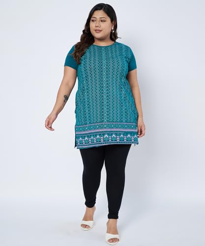 Image of Women Printed Cotton Tshirt with Side Slits & Pocket
