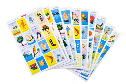 Loteria Authentic Mexican Game Bingo Game with Colorful Illustrated Cards Don Clemente Brand (10 Tablas (10 Boards))