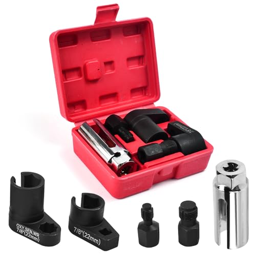 Zuxbolf Lot de 5 Clés et Écrous pour Sonde Lambda, Outils et de Réparation pour Sonde Lambda, Clé à Douille pour Outil d'Entraînement 1/2 3/8 pour Démontage sur la Plupart des Voitures Modernes
