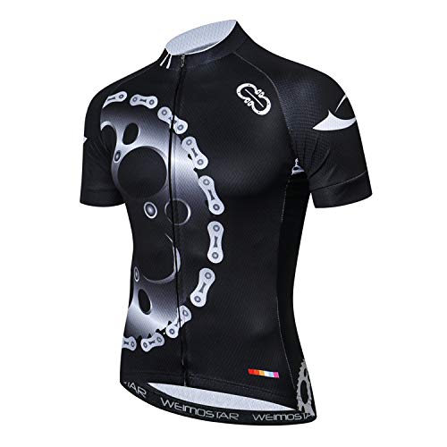 Men's Cycling Jersey Skull Team Bike Short Sleeve Quick-Dry,Reflective,3-Pockets Tops