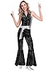 amscan 9905743 Adult Womens Black Disco Jumpsuit Fancy Dress Costume UK Dress Size 18-20 #1