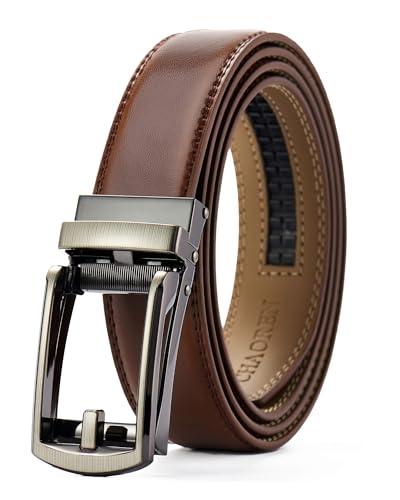 CHAOREN Ratchet Boys Belt 1 1/4 Kids Dress Leather Belt with Click Closure Adjustable for Casual and Formal Wear