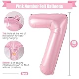 Pink Number 7 Balloon,40Inch Large Pastel Pink Foil Digital Helium Balloons,Number 7 Balloons for Girls Women Birthday Baby Shower Anniversary Princess Party Supplies Decorations - Image 2