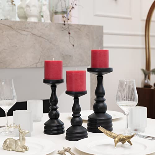 Candwax 3X3 Pillar Candle Set Of 3 - Decorative Rustic Candles Unscented And No Drip Candles - Ideal As Wedding Candles Or Large Candles For Home Interior - Bordeaux Candles #TOP3