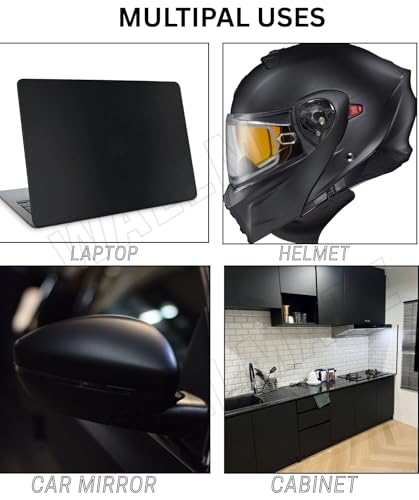 Image of WALLMATE Matt Black Car Sticker Self Adhesive Bubble Free Vinyl Wrap for Car, Scooty, Cycle, Bike and Other Vihicle Interior & Exterior Decoration (Black Matt, 20X84 in)