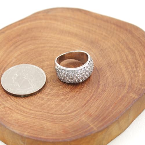 Uloveido Women's Gold Plated Wide Eternity Wedding Band Simulated Diamond Cluster Rings Cubic Zirconia Pave Setting CR0024