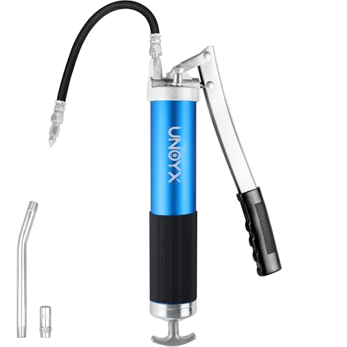 UNOYX 8000 PSI Grease Gun, Heavy Duty Lever Action Greese Gun 14oz, Aluminum Grease Gun Kit with