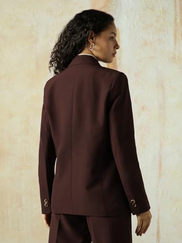 Image of High Star Women Solid Longline Length Oversized Notch Lapel Collar Full Sleeve Blazer
