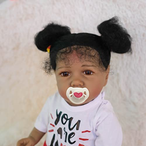 Anano African American Baby Doll Reborn Toddler Girl Silicone Full Body Realistic Reborn Dolls With Clothing Set #TOP1