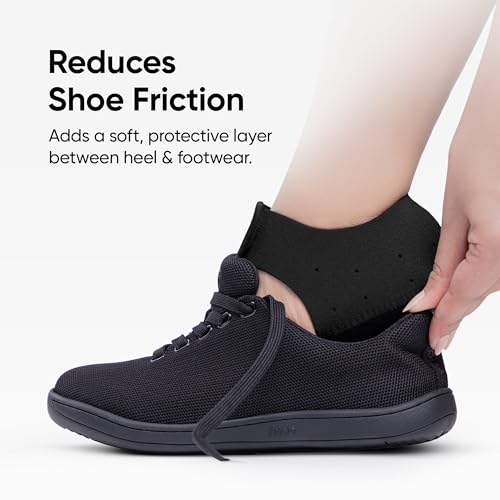 Image of Frido Orthotics Heel Protector for Heel Pain Relief | Gel Heel Pad with Velcro Strap | Anti-Slip Heel Cup Cushion for Men & Women | Plantar Fasciitis, Heel Spurs, Shoe Bite Support | Black| Size - S
