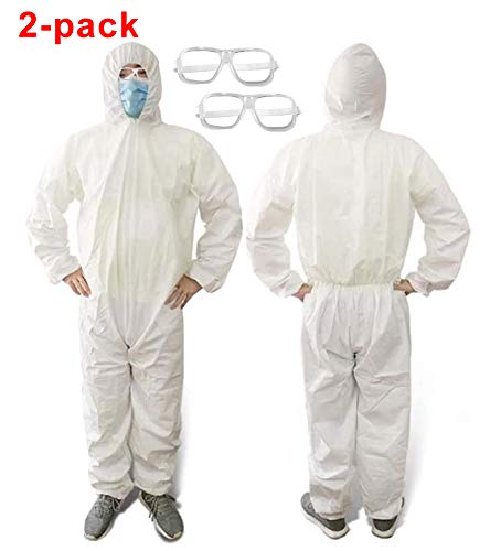 2 Pack PPE Adults Disposable Isolation Gown with Hood,Safety Personal Protection Isolation Gown,Indoor