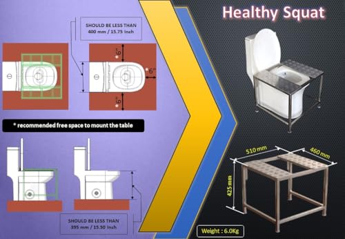 Image of Healthy Squat - Western to Indian Toilet Converter - SS Frame with Anti Skid Aluminium Checker Plate - Doctor Recommended - Strudy Table