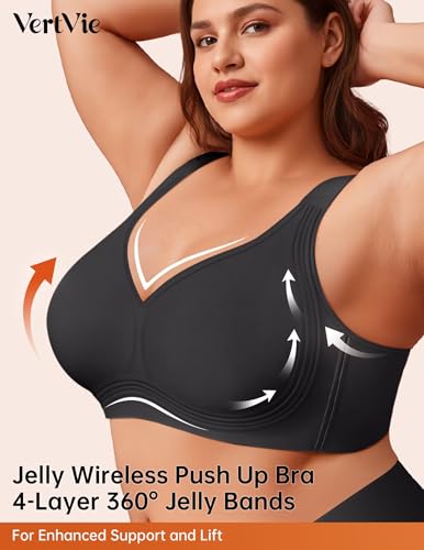Image of Vertvie Jelly Bras for Women No Underwire Minimizer Support | Plus Size Older Lift, Full Coverage & Smoothing Back, Push Up, Separation & Supportive, Soft Comfy Seamless Wireless Bralette
