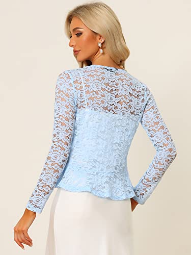 Image of Allegra K Bolero Shrug for Women's Lace Cardigan Tie Front Crop Ruffled Formal Dressy Wedding Shrugs