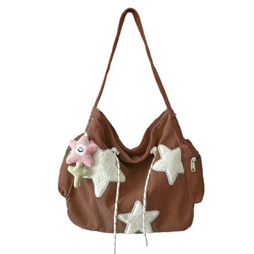 Image of KAMEILONG Star Crossbody Bag Women Corduroy Tote Bag Aesthetic Messenger Bag Cute Shoulder Bag Y2K Hobo Bag