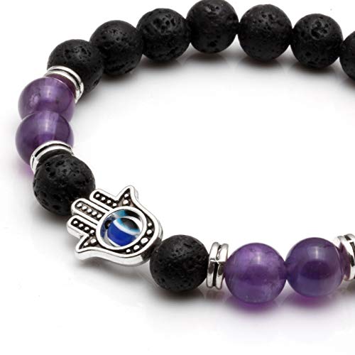 Milakoo 7 Pcs Evil Eye Bracelet Lava Stone Beads Essential Oil Diffuser Bracelet For Men Women #TOP6