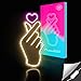 Lumoonosity Finger Heart Neon Sign - Pink & Warm White K-Drama Hand Heart Gesture Neon Signs - Premium K-Pop Hearts Led Noen Light for Bedroom, Game Room Decor