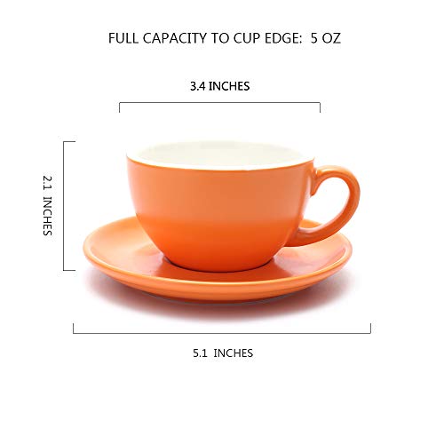 Coffeezone Americano Cup And Saucer Latte Art & Cappuccino For Barista (Matte Orange, 8.5 Oz) #TOP1