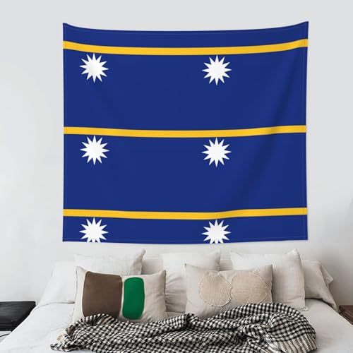 Tapiz grande con estampado de la bandera de Nauru, textil de pared de 152 x 130 cm 4