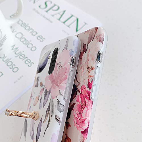 JAWSEU Bloemen telefoonhoes compatibel met Huawei Mate 20 Lite met ringstandaard, TPU siliconen zachte beschermhoes… - Image 4