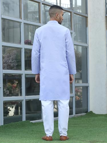 Image of KRAFT INDIA Men's Cotton Kurta Pyjama Set | Woven Design Traditional Ethnic Wear | Festive, Wedding & Casual Outfit | Comfortable & Breathable Fabric