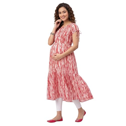 Image of CEE 18 Cotton Rayon A-Line Flaired Maternity Feeding Kurti for Women with Zippers | Pregnancy Dress for Women | Breastfeeding Dress for Women | Nursing Dress for Women Pre and Post Pregnancy