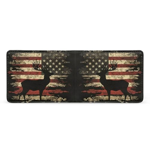 Image of Coldinair American Flag Boy Cool Wallet Deer Leather Wallet for Boys Kids Purse Bifold Rfid Blocking Wallet with Coin Pocket and Card Cash Holder for Youth Men