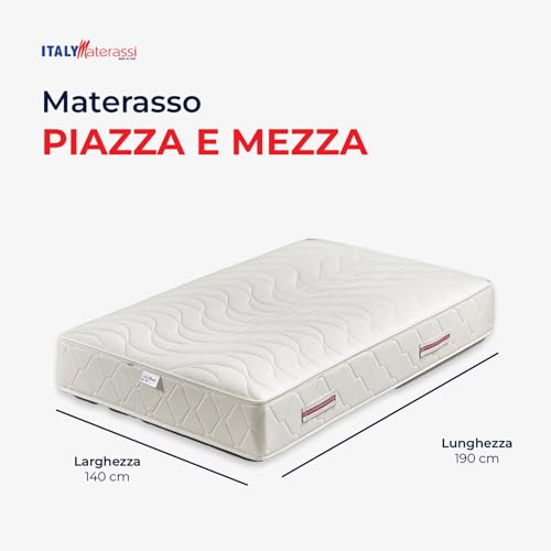 Italymaterassi Materasso Una Piazza E Mezza Memnature Sfoderabile 140X190 Cm In Memory Foam Con 2 Cuscini, Alto 20 Cm, Antiacaro E Antibatterico, Dispositivo Medico Detraibile, Made In Italy - 2