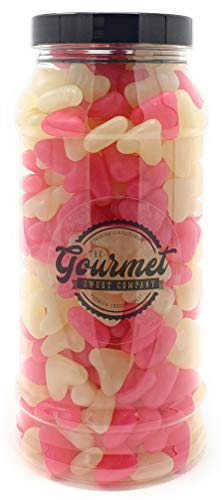 Pink & White Love Heart Jelly Beans Retro Sweet Shop Jar by The Gourmet Sweet Company