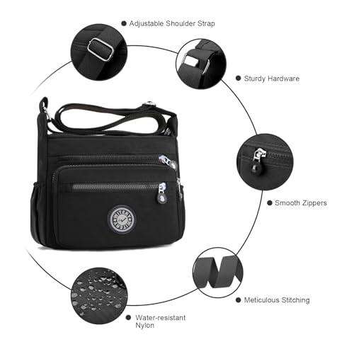 Bolso cruzado de nylon para mujer, impermeable y ligero miniatura 5