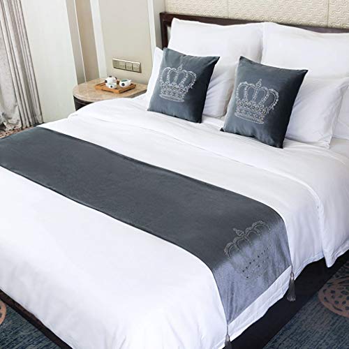 Cama camino bufanda textil gris COMVIP decorativo de 45x210 cm para ropa de cama 3