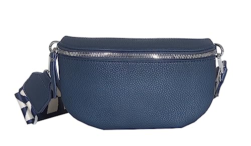Bauchtache Damen stylisch Umhängetasche Hüfttasche Bodybag Gürtel Crossbody Bag Schultertasche mit Verstellbaren Gurt 25 (Blau, S / 23 x 14 x 7 cm)