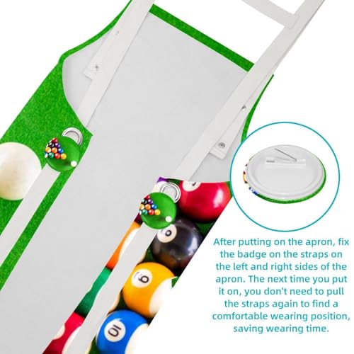 Tablier de cuisine imprimé billard multicolore avec 4 broches de fixation - 5