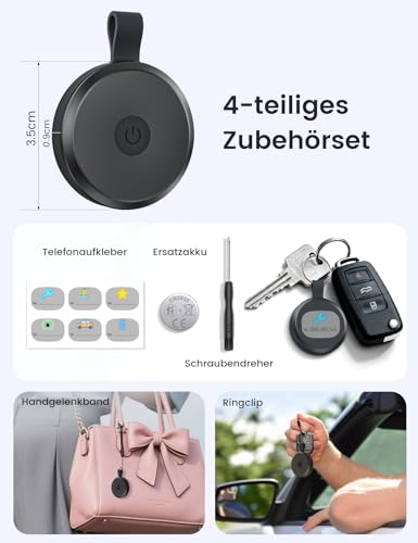 Air Tracker Tag 4er Pack (iOS NUR), IP68 Wasserdicht Schlüsselfinder for Apple, Smart Key Finder mit Wo ist (Find My), itagpro für Koffer/Schlüssel/Taschen, Austauschbarer Akku Bluetooth Tracker
