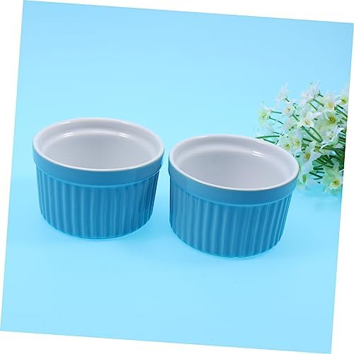 2pcs Eco-Friendly Ceramic Pet Bowls - Lightweight & Round Feeders for Hamsters, Rabbits - Ideal for Dry & Wet Food, Water - Blue Color