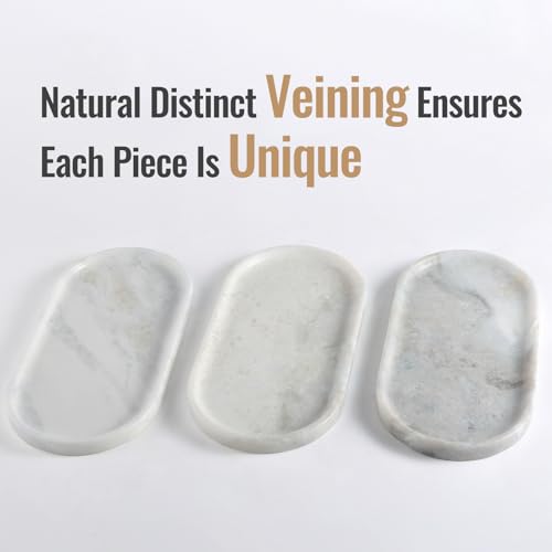Image of Koville African Natural Marble Decorative Tray, 12 inchx6 inch - Countertop Organizer, Catchall Tray for Perfume, Candles, Jewelry