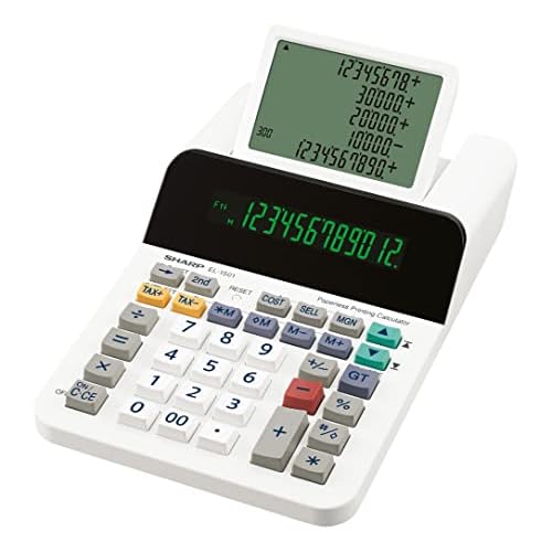 Sharp EL-1501 anzeigender Tischrechner, 12-stellige Anzeige & 5-zeiliges LCD-Display, weiß