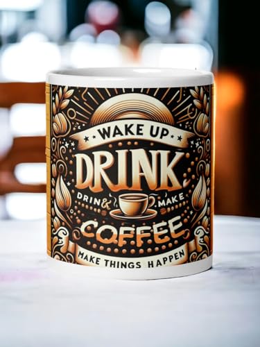 Image of Better Gift Flowers Drink Coffee Make Things Happen Mug, Round Shaped Multicolor Themed Coffee Mugs, Mug for Gifting, Gifting Items for Family, Friends & Closed Ones