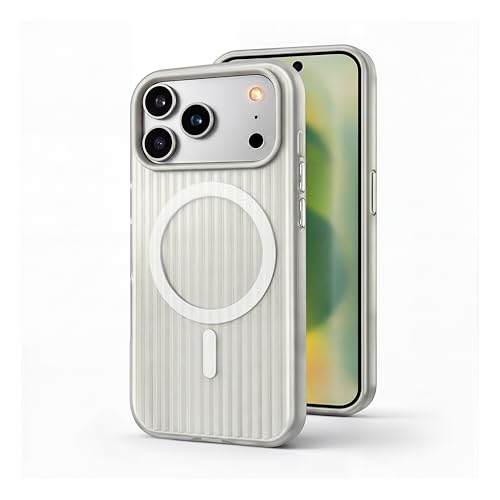 Image of amazon basics Streak Magnetic Protective Cover Compatible with iPhone 17 Pro Max | MagSafe | Camera Protection|Anti Shock,Scratch Resistant| Wireless Charging - White