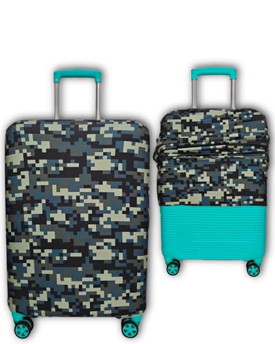 Image of Army Printed Luggage Cover for Traveling Bag & Suitcase - Stretchable & Scratchproof Trolley Protector with Velcro Lock & Lightweight Washable Material(Suitcase Not Included, Only Cover in Product)