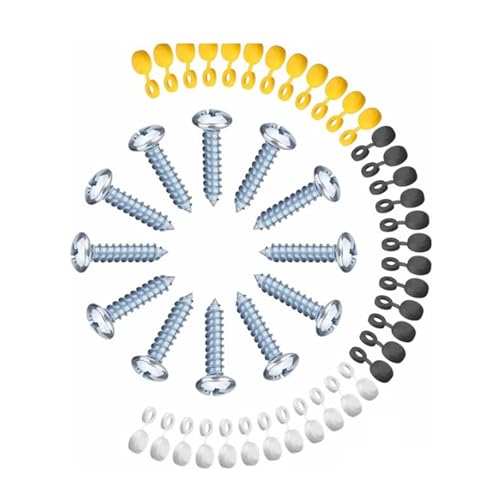 Ddujbtp Set di 48 viti e tappi per targa automobilistica, viti di fissaggio per targa, viti di montaggio per targhe auto
