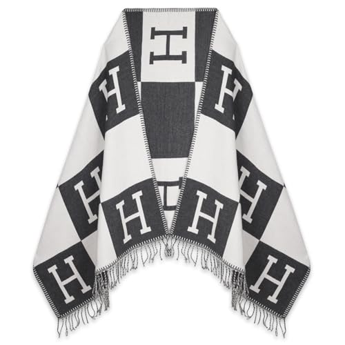 Relang Pashmina Silk Shawl for Women – Black/White Square