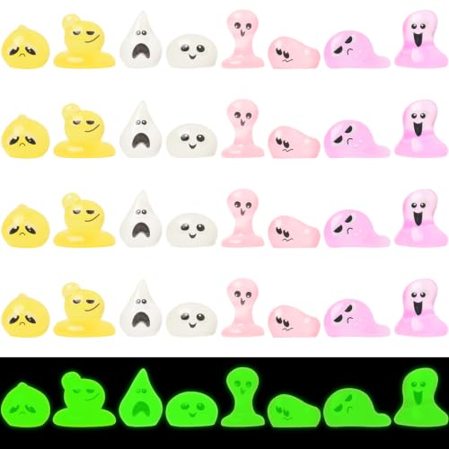 WOZADU 40 PCS Luminous Mini Resin Water Elves Figurines for Dollhouse Decoration Tiny Ghost Resin Miniature Things for Fairy Garden Micro Landscaping Decoration Cake Toppers Decor