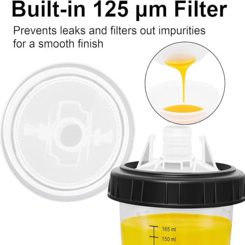 Image of Paint Spray Gun Disposable Cups System 180ml (6oz) with Lids Liners