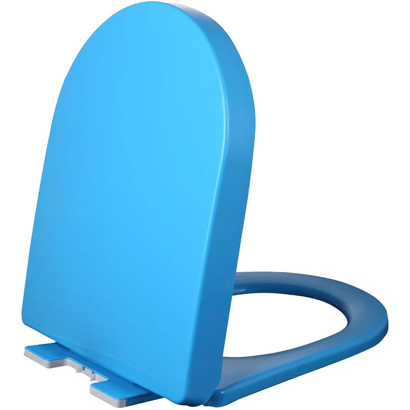 Asiento De Inodoro En Forma De U Alargado, Silencioso Sin Golpes Tapa De WC Con Asiento De WC Cierre Lento, Fácil De Montar Y Limpiar, Material PP Duradero Tapa De Inodoro Colorido, Azul