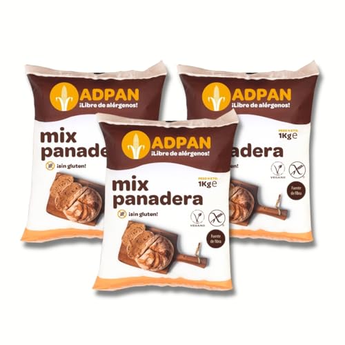 ADPAN Preparado de Pan | Sin Gluten | Harina Especial para Pan | Vegano | Mix Panadera Sin Gluten | Fibra | Mezcla para Pan | Sin Lactosa (Pack 3x1kg)