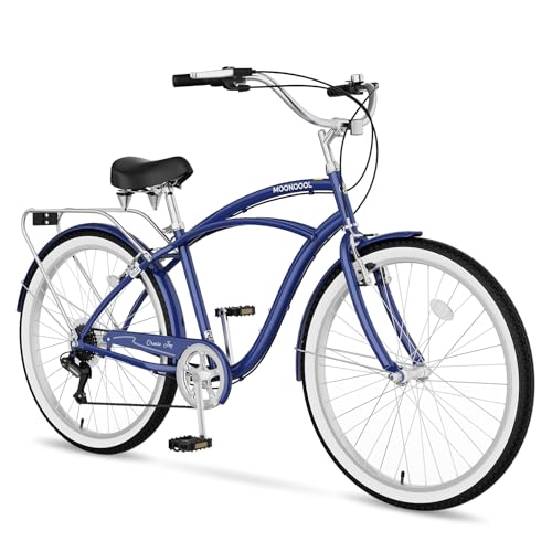 MOONCOOL Beach Cruiser Bike for Women and Men, 24/26 Inch 7-Speed Adult Bicycle,...
